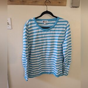 Cotton Country Blue & White Striped Sweater, size XL